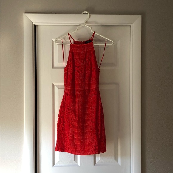 Red Topshop Lace Bodycon Mini Dress• EUC - Picture 9 of 12